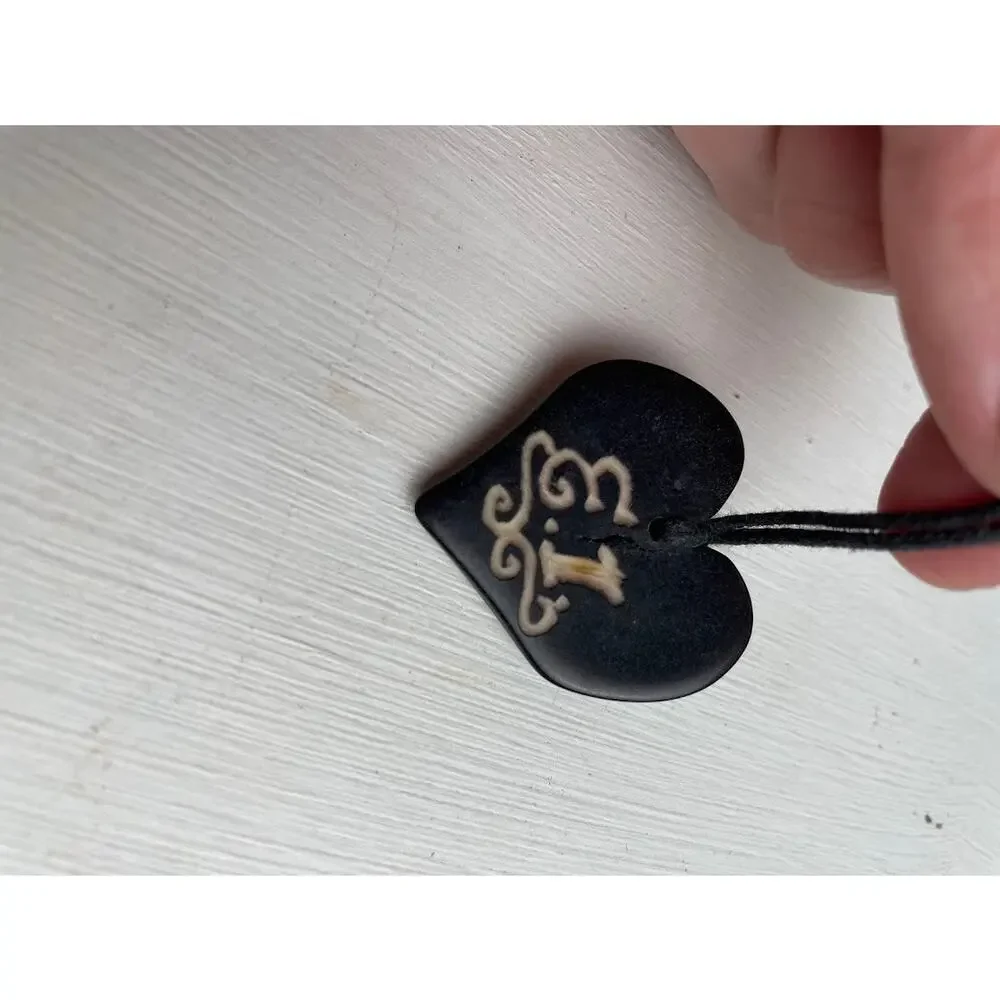 Necklace Pendant Heart Cord Tie Black Heart Whimsigoth Necklace Forest Fairy